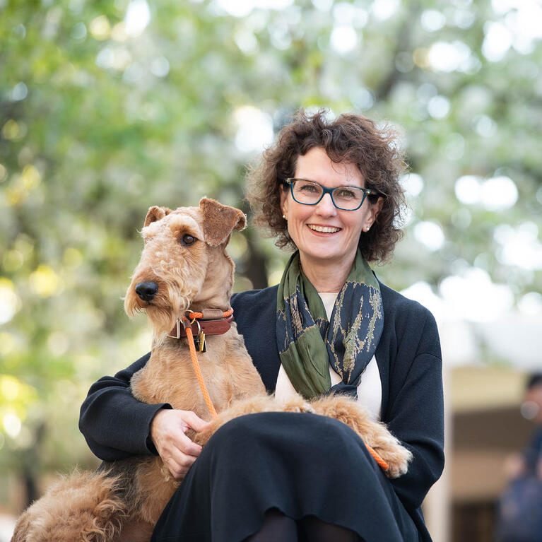 Dr. Kathryn Uhrich, CNAS Dean, with Athena