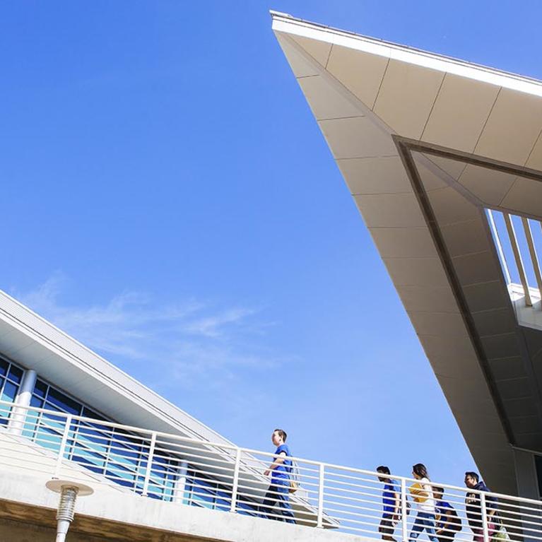 UC Riverside HUB with students walking