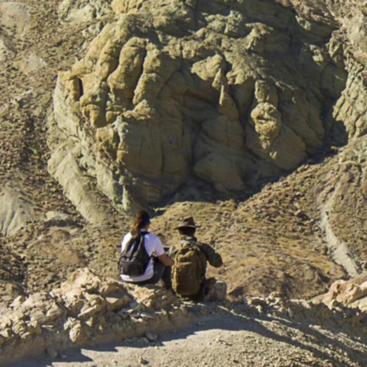 Geology students and rock formation