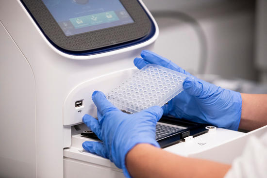 Equipment is prepared in UC Riverside’s COVID-19 testing laboratory 